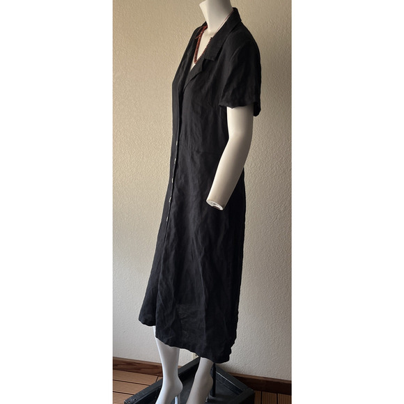 Quince 100% European Linen Button Front Dress | Black |Medium | Missing Belt - Picture 8 of 16